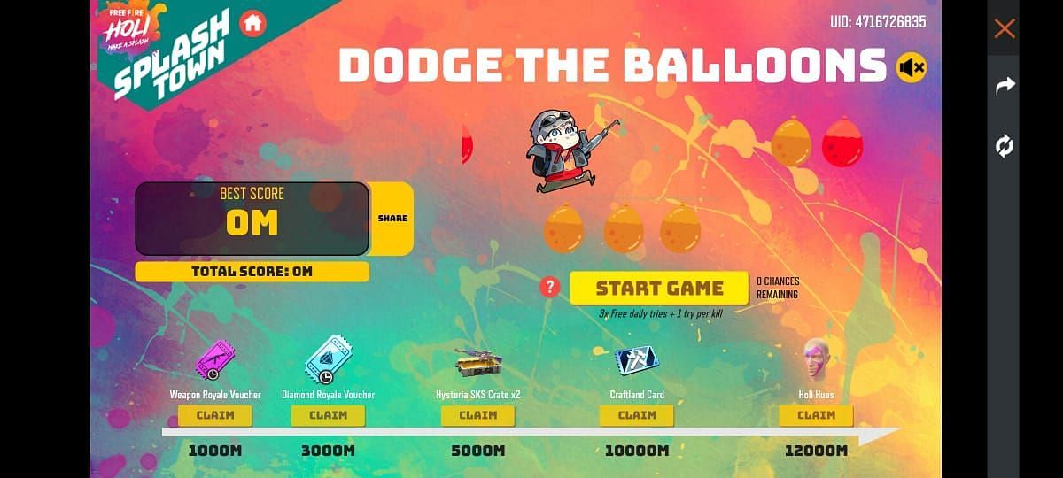 Mobile gamers will have to dodge balloons to win prizes (Image via Garena)