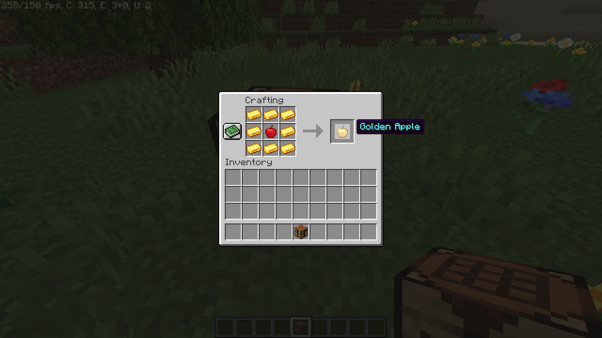 Golden Apple crafting recipe (Image via Minecraft)