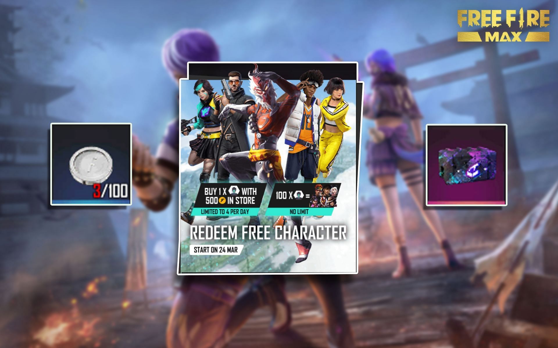 Free characters can be obtained in Free Fire MAX through the ongoing event (Image via Sporskeeda)