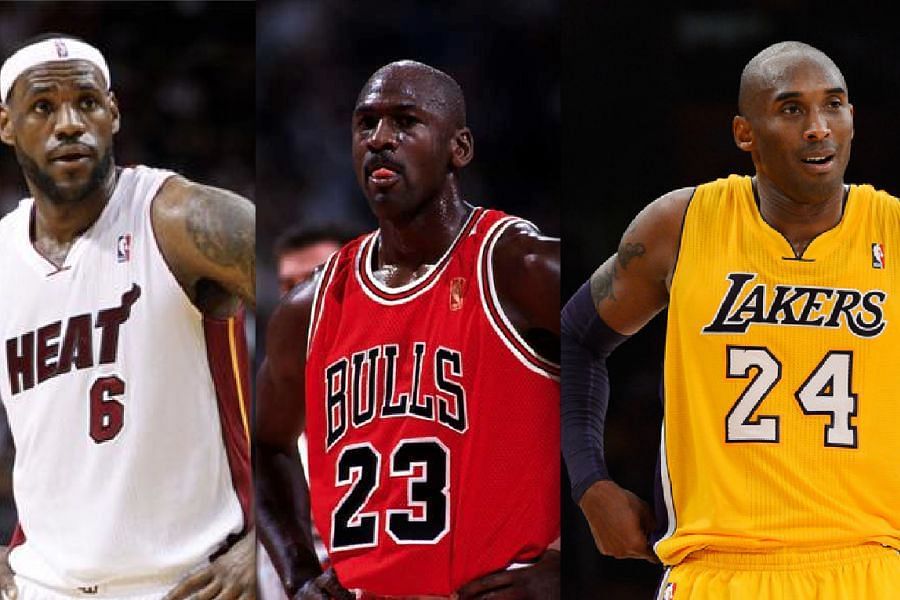 LeBron James, Michael Jordan and Kobe Bryant (left to right)
