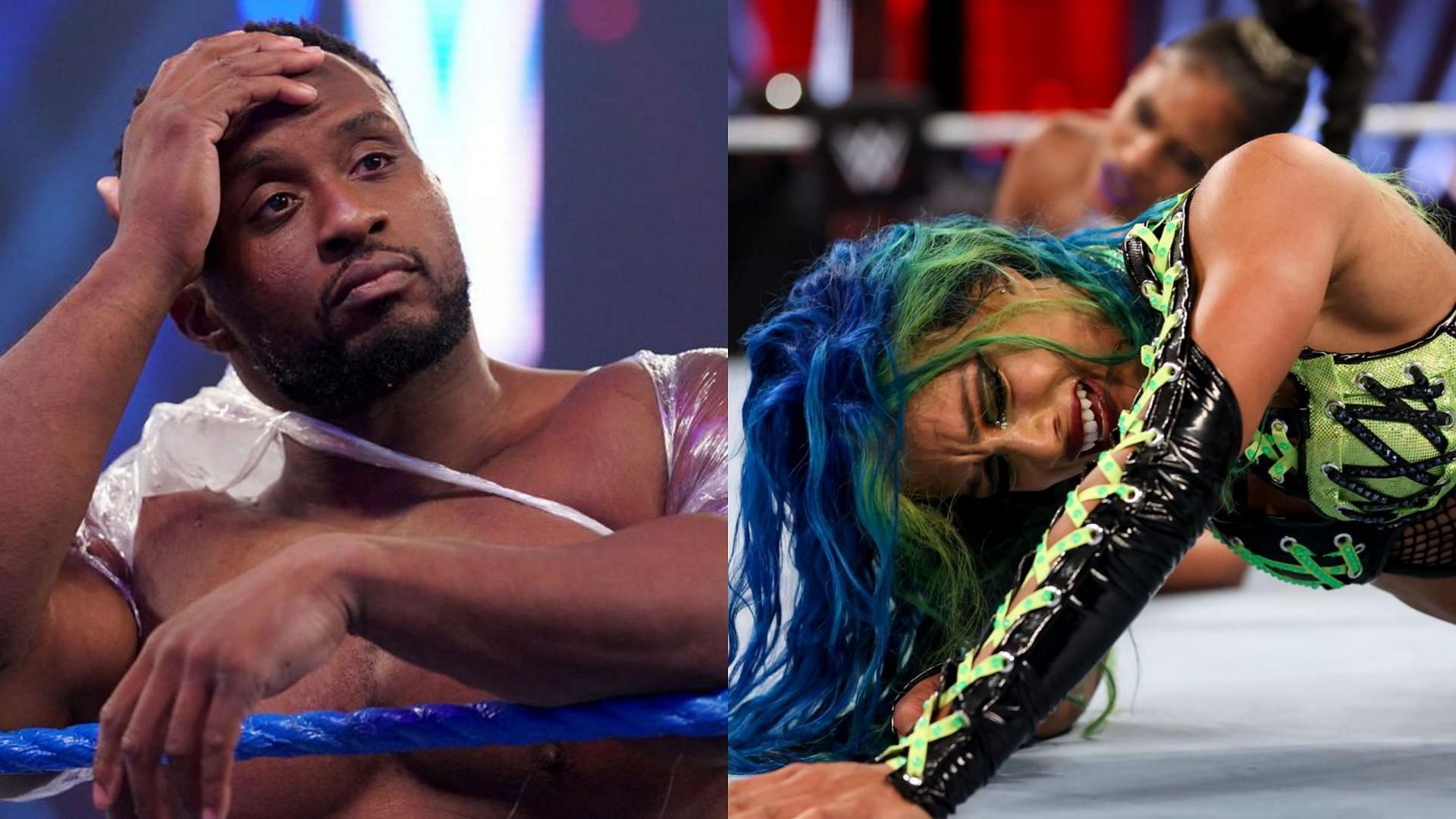 Former WWE Champion Big E (left) and former SmackDown Women&#039;s Champion Sasha Banks (right)