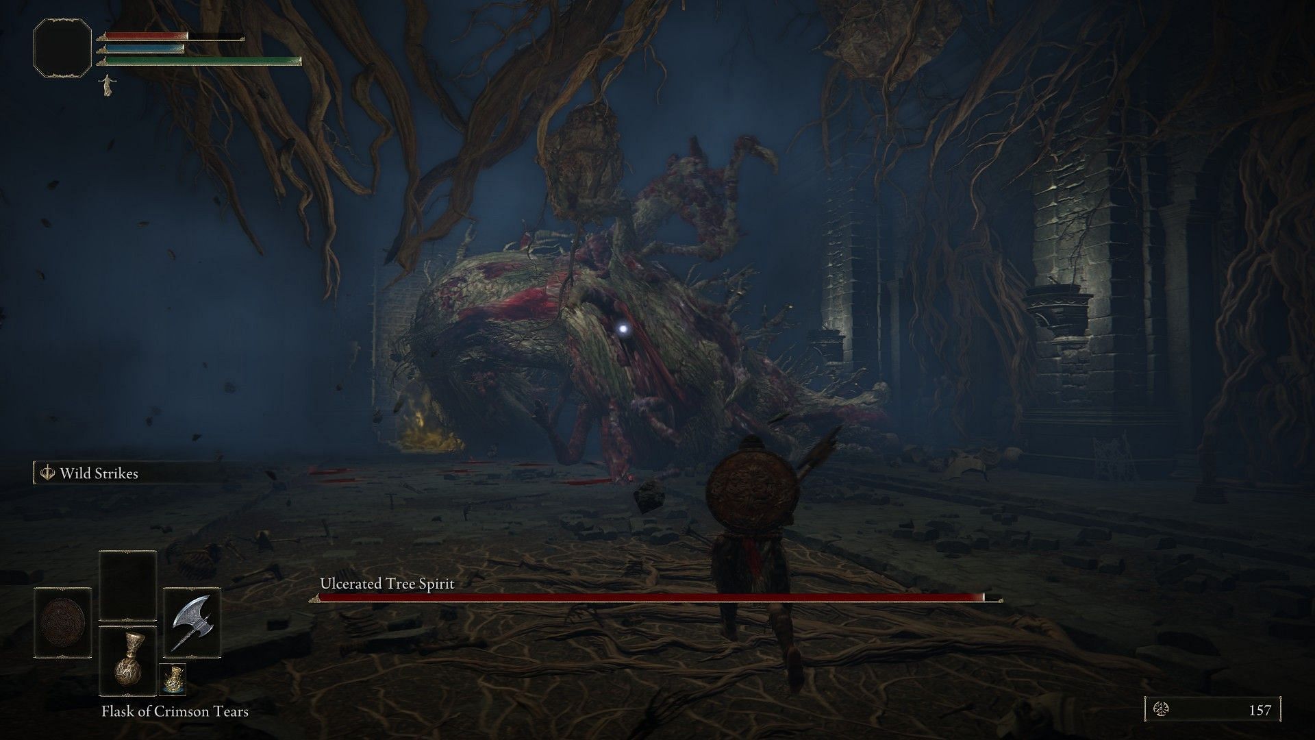 The Ulcerated Tree Spirit drops the Spirit Ash in Elden Ring (Image via FromSoftware Inc.)