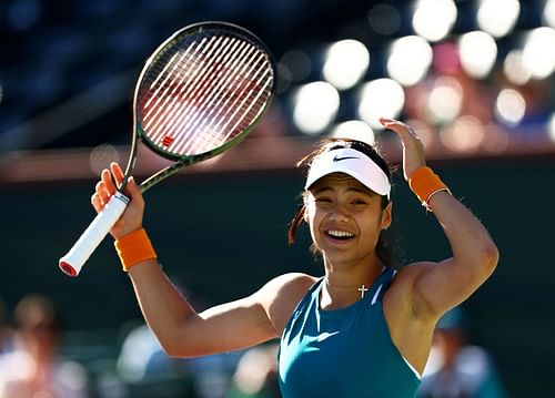 Raducanu in action at BNP Paribas Open