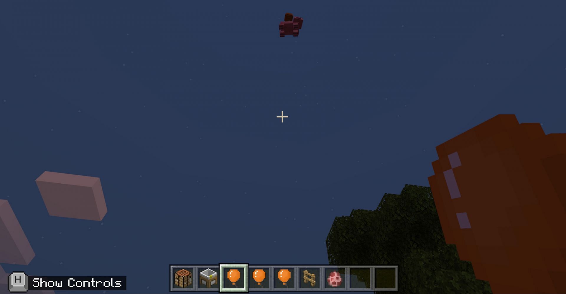 Tying a balloon to an animal will cause them to float away into the air. Image via Minecraft.