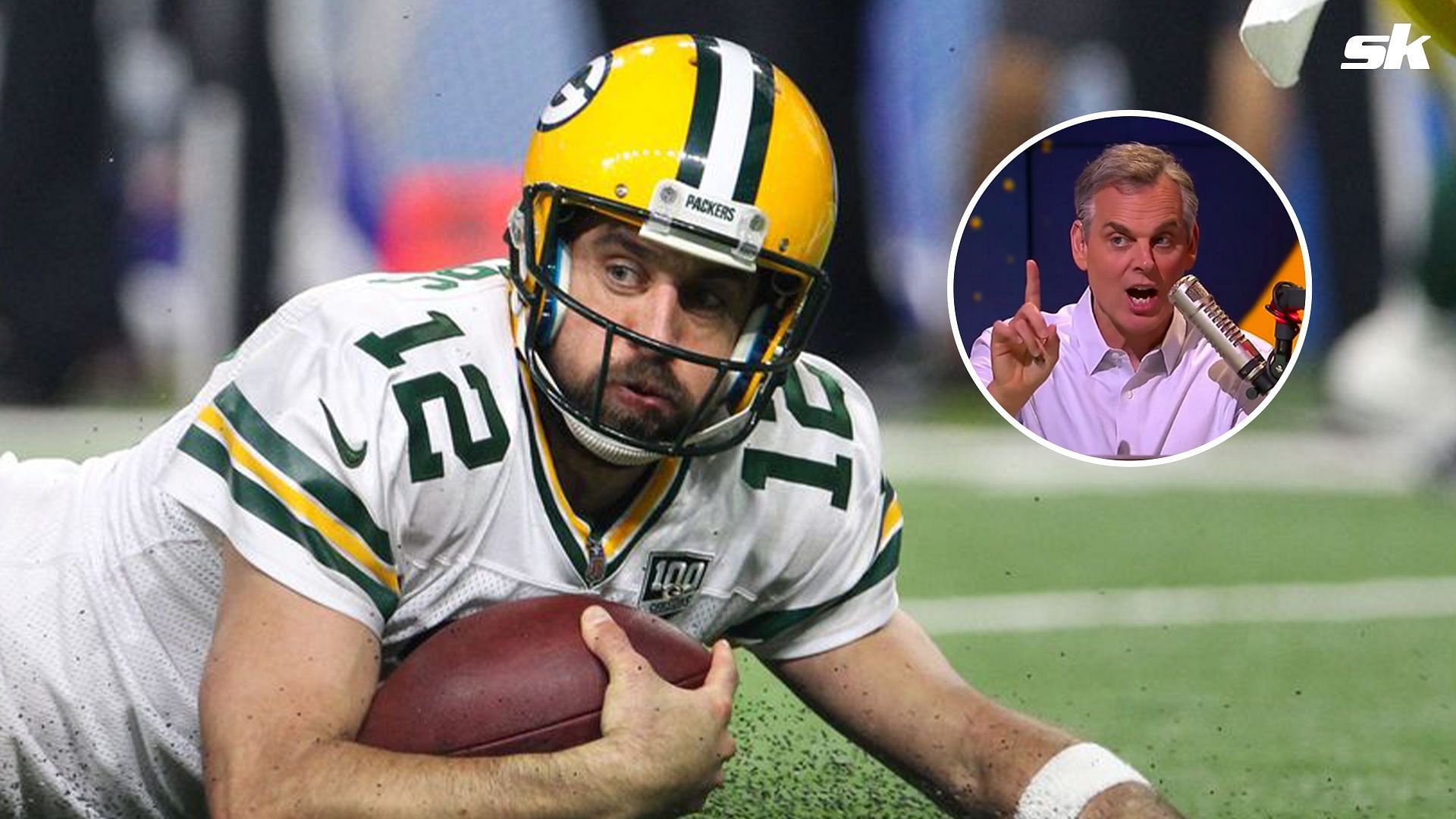 Green Bay Packers QB Aaron Rodgers (Inset: Colin Cowherd)