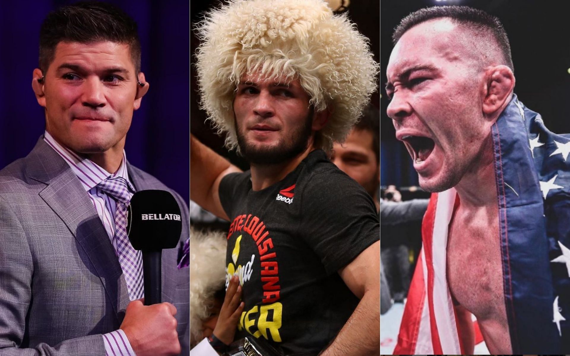 Josh Thomson (left), Khabib Nurmagomedov (middle) and Colby Covington (right)