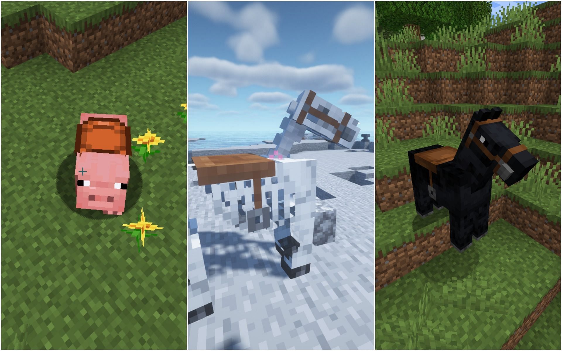 Mobs that can be saddled (Image via Minecraft)