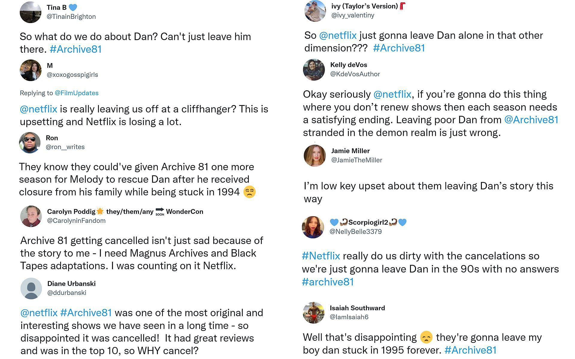 Fans are unhappy that Archive 81 hasn&#039;t been renewed for Season 2 (Image via Twitter)