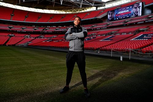 Anthony Joshua at Wembley ahead of his clash with Wladimir Klitschko