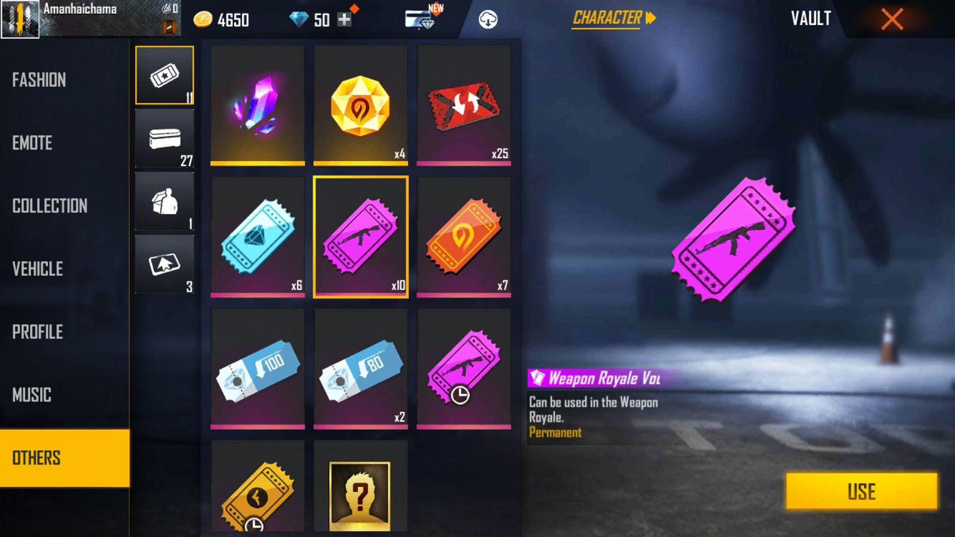 One Weapon Royale Voucher (Image via Garena)