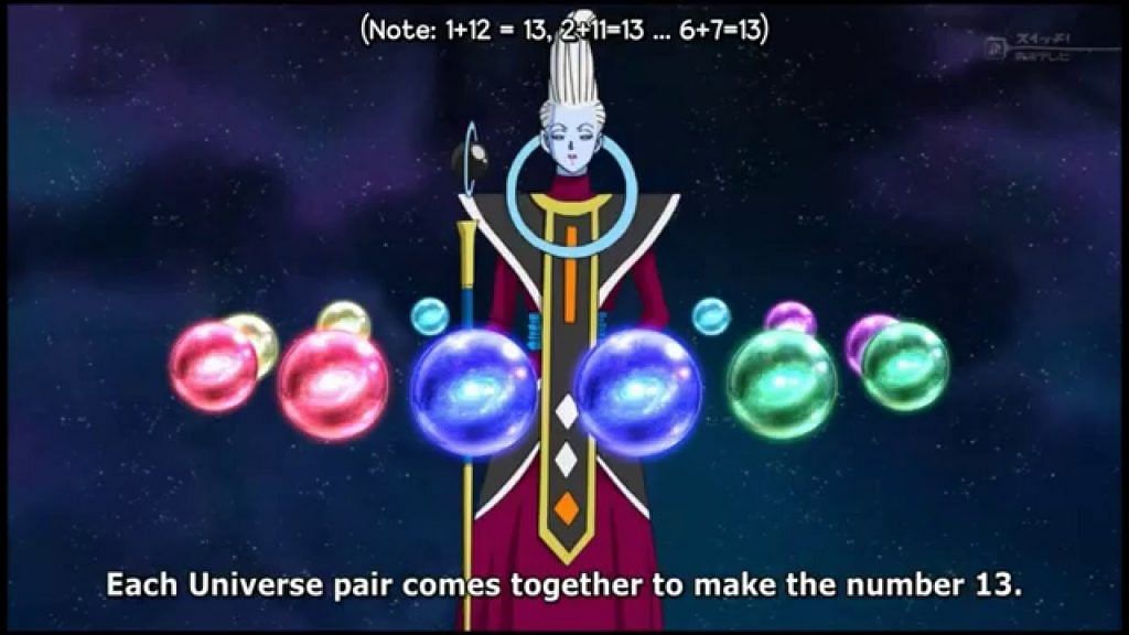Whis explaining the universe pairing system (Image via Toei Animation)