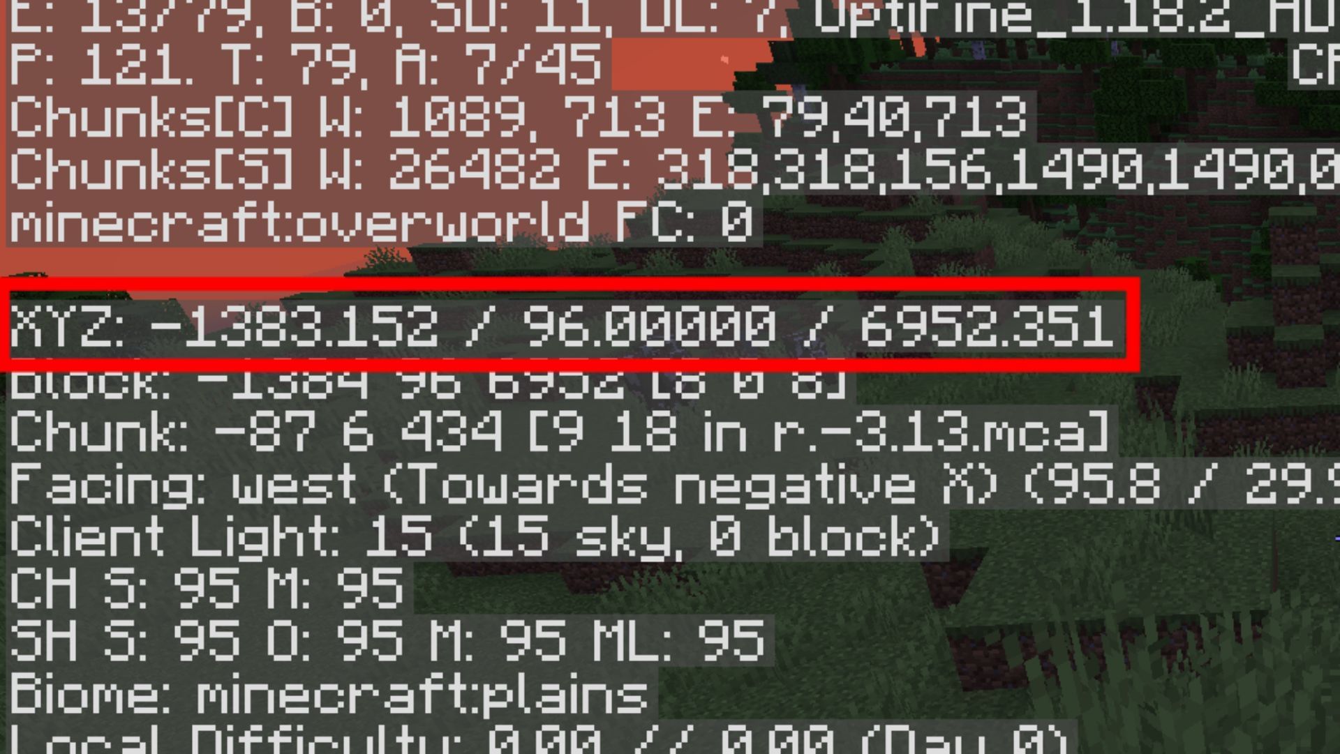 Coordinates (Image via Minecraft Java Edition)