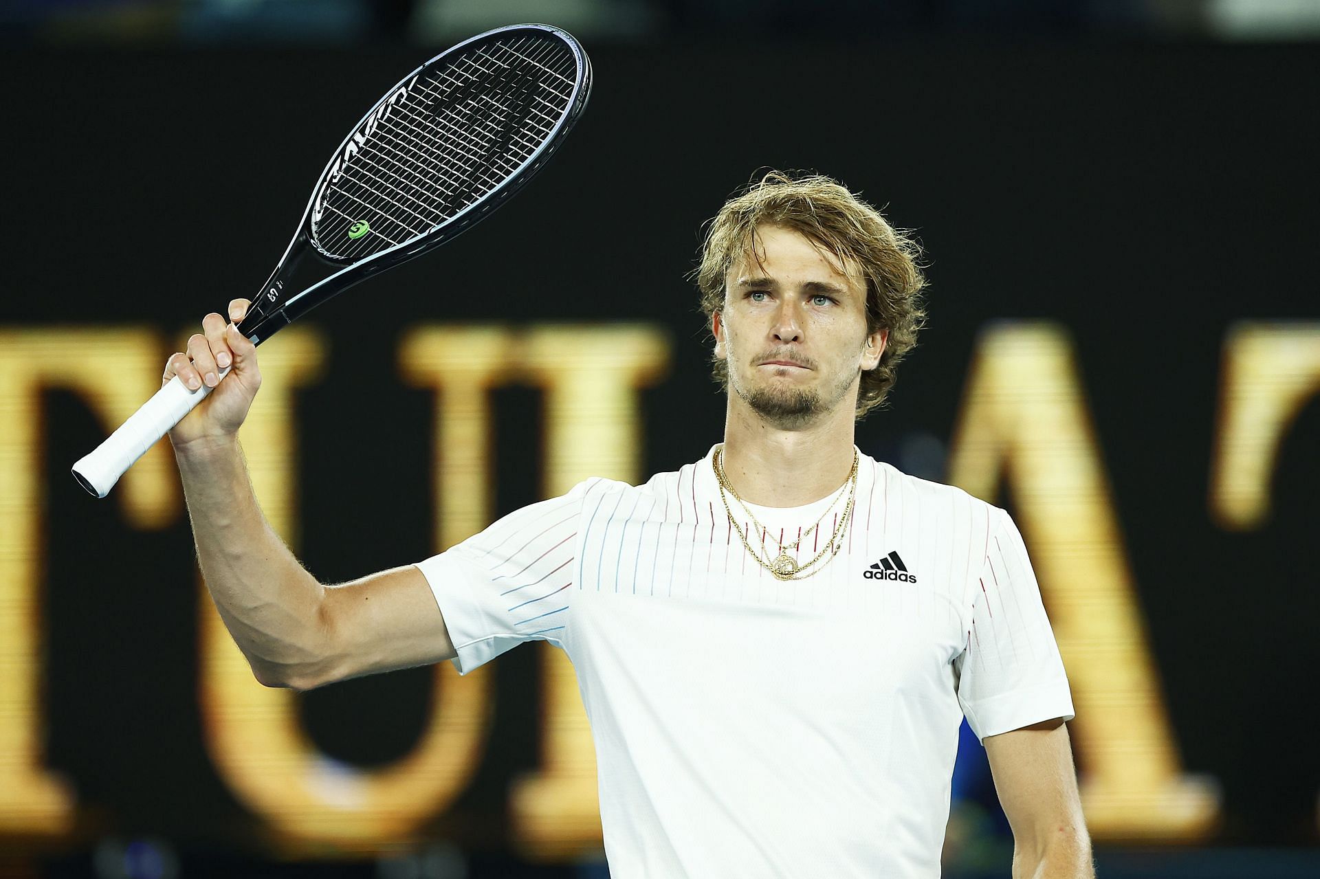 Enter caption Alexander Zverev at the Australian Open this year