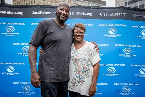 Shaquille O'Neal with his mom Lucille. (Photo: The Source Magazine)