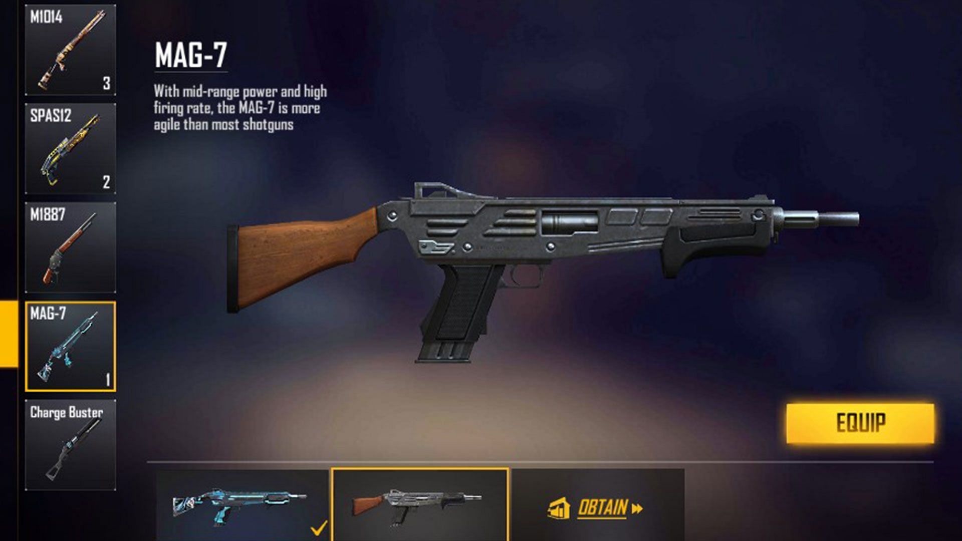MAG-7 has better accuracy than other shotguns in Free Fire Max (Image via Garena)