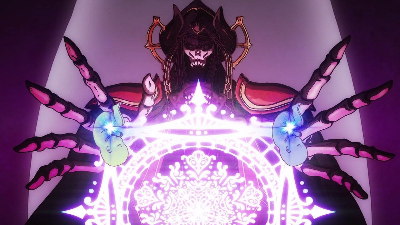 Ivis Necron is performing a magic spell in the &#039;Misfit of Demon King Academy&#039; anime (Image via Studio SILVER LINK)