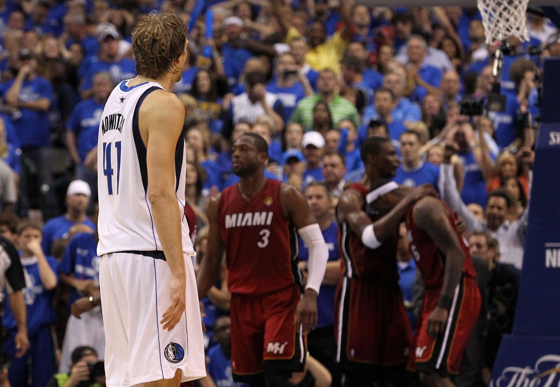 Dirk Nowitzki against LeBron James, Dwyane Wade and the Miami Heat. (Photo: Courtesy of Heat Nation)