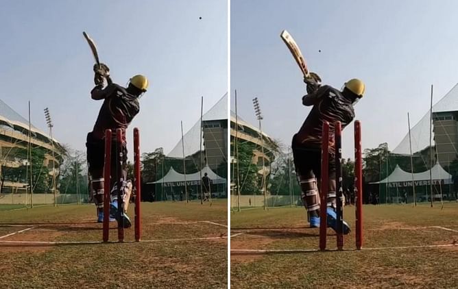 [Watch] KKR give fans a sneak peek of Andre Russell's power-hitting ahead of IPL 2022