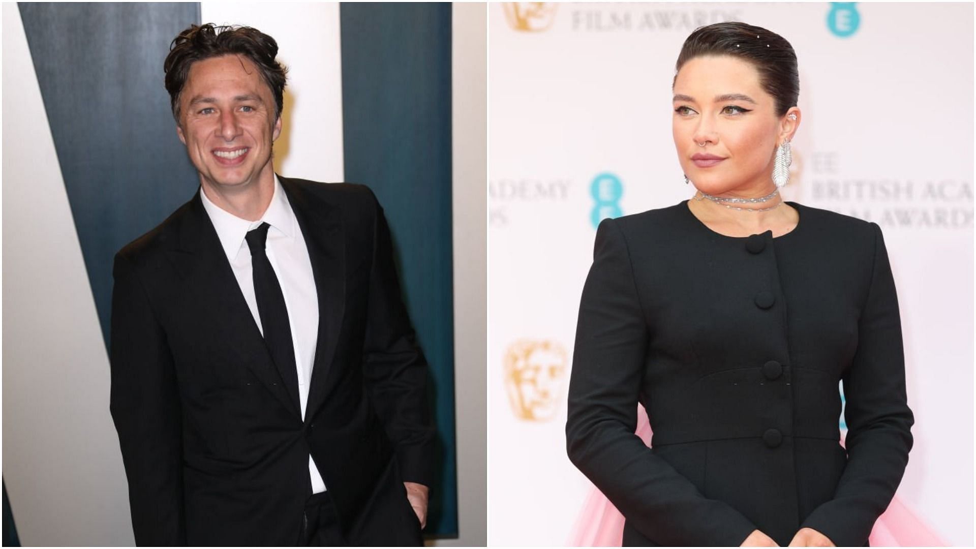 Zach Braff and Florence Pugh made their relationship official in 2020 (Images via Toni Anne Barson and Mike Marsland/Getty Images)