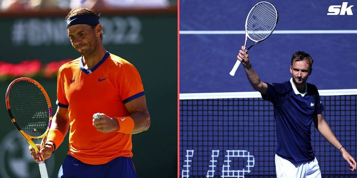 Rafael Nadal (L) and Daniil Medvedev endured contrasting days at the 2022 Indian Wells Open.