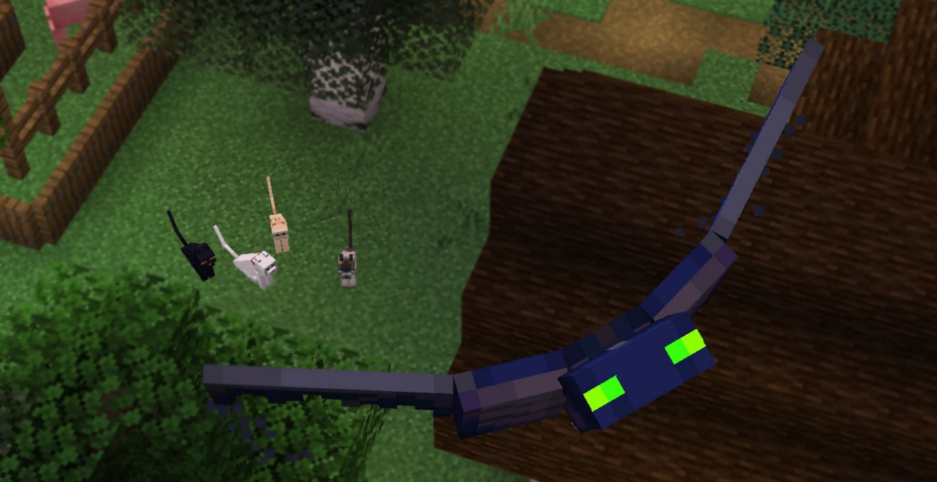 Phantoms are quite terrified of cats and ocelots (Image via Mojang)
