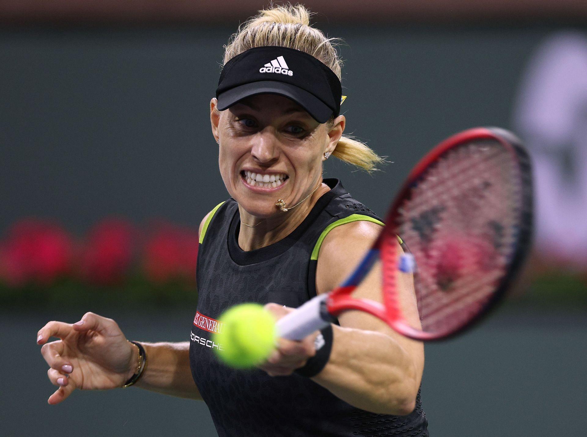 Angelique Kerber hits the ball at the BNP Paribas Open