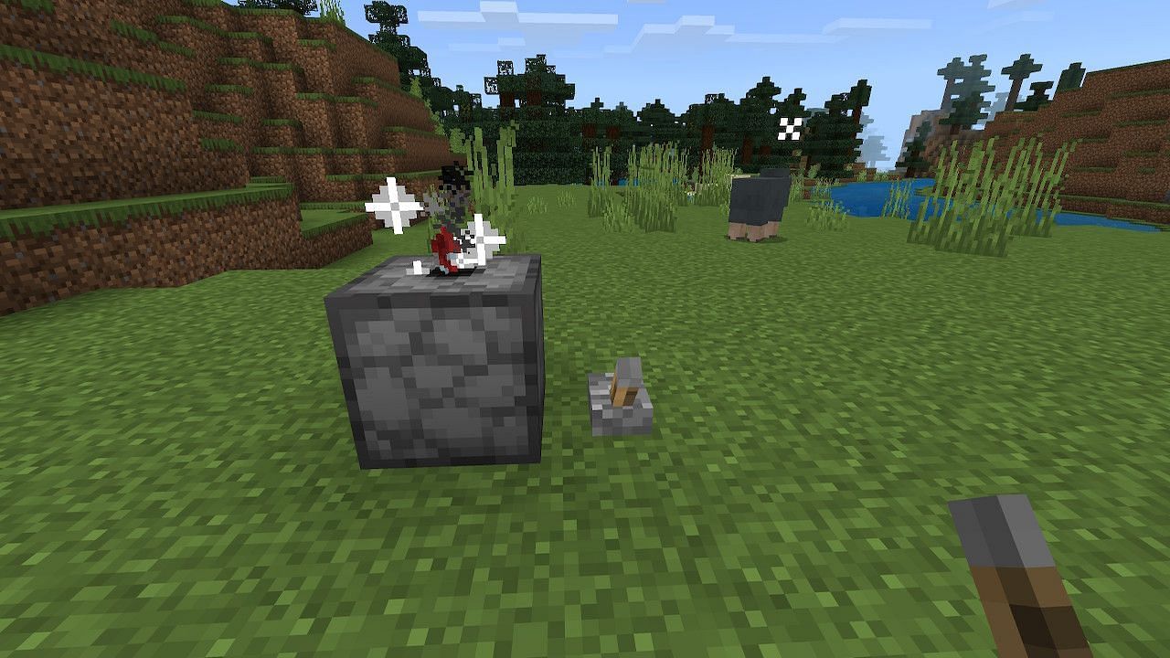 Players can use a simple lever activation to power their dispenser (Image via Minecraft)