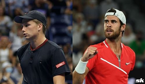 Jenson Brooksby (L) and Karen Khachanov