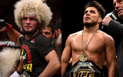 Henry Cejudo (right) compares his body of work to Khabib Nurmagomedov (left)