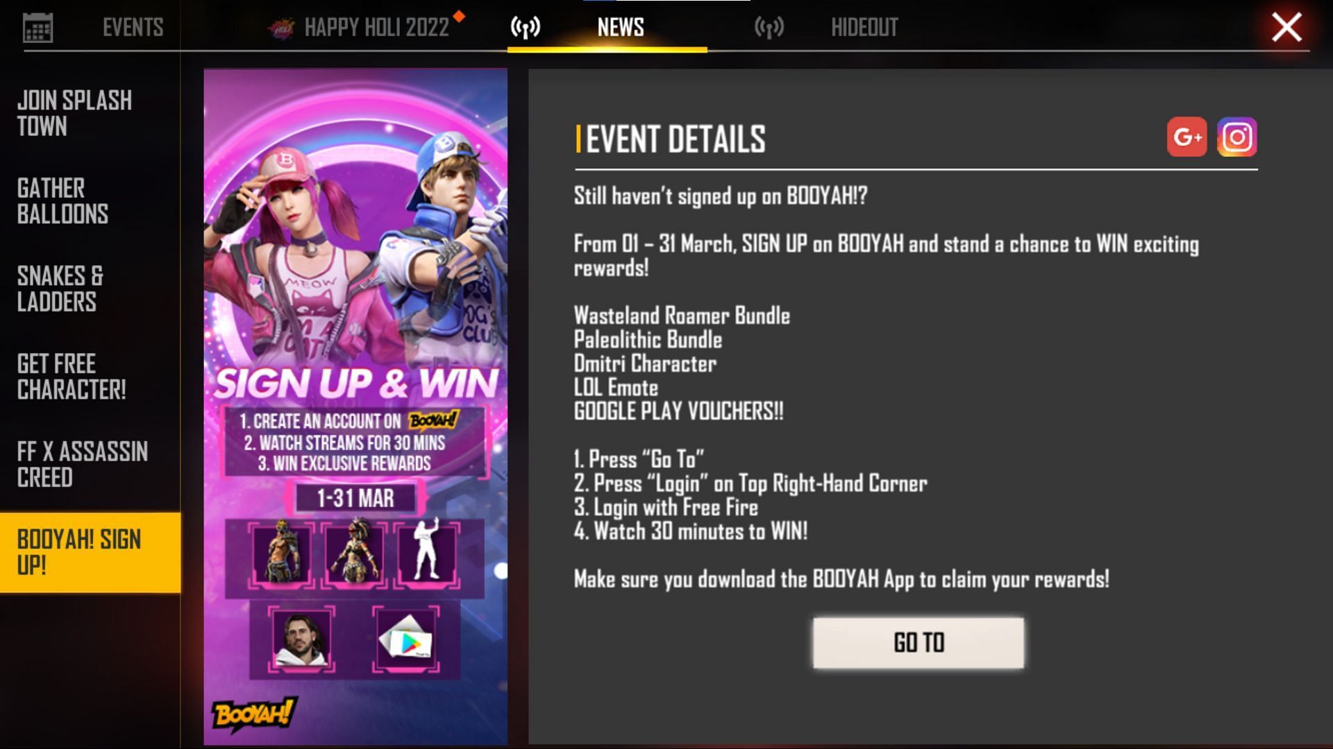 The Booyah event (Image via Garena)