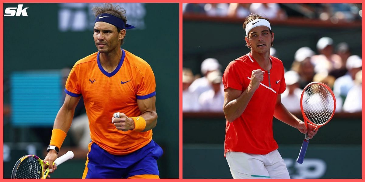 Rafael Nadal (L) and Taylor Fritz meet each other in the final of the Indian Wells Masters