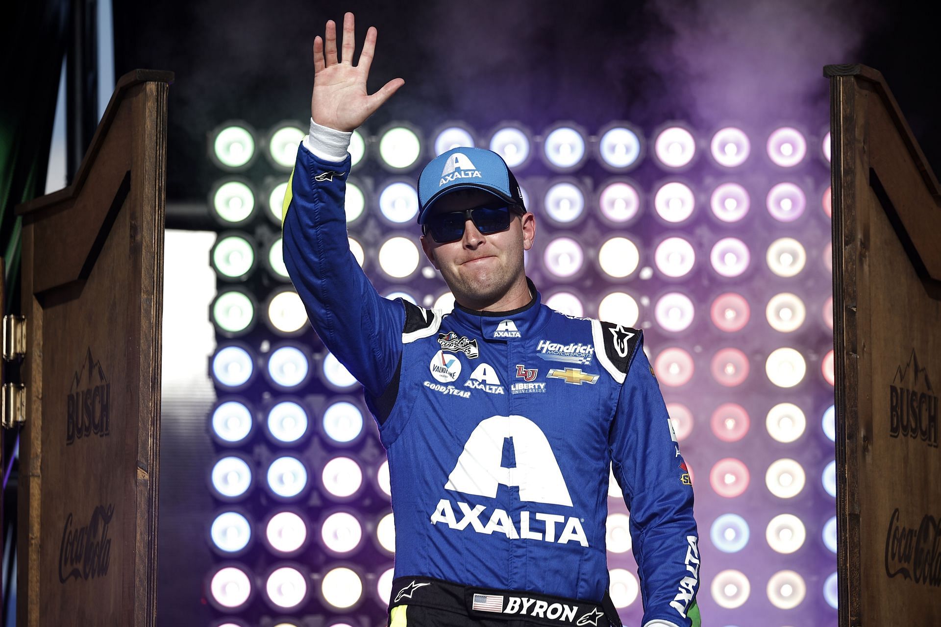 William Byron at the driver intros before the NASCAR All-Star Race at Texas Motor Speedway in 2021. (Photo by Chris Graythen/Getty Images)
