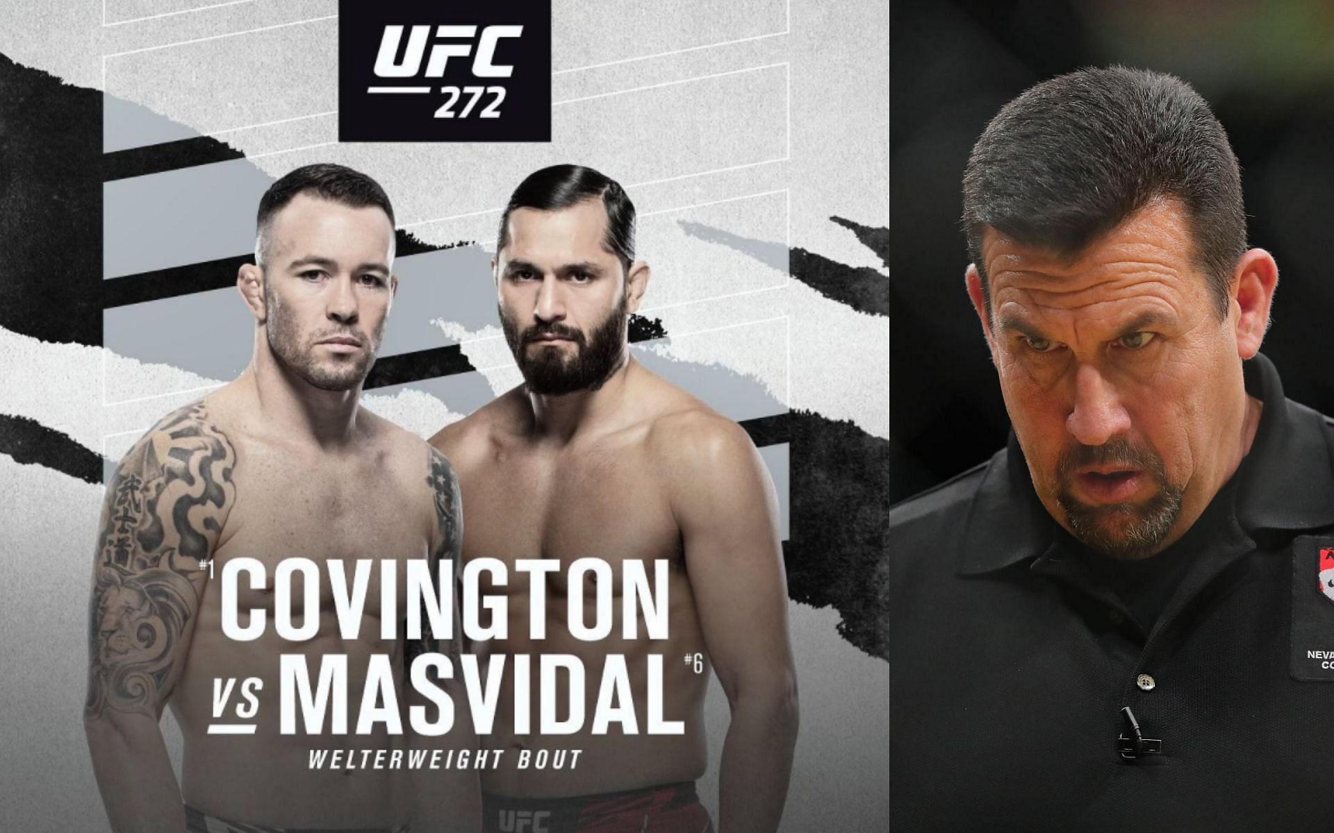 Colby Covington and Jorge Masvidal (left) (Credit: @colbycovmma on Instagram), John McCarthy (right)
