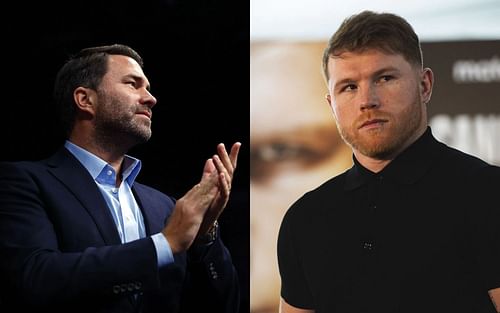 Eddie Hearn (L) has revealed some details about Canelo Alvarez (R) December bout.