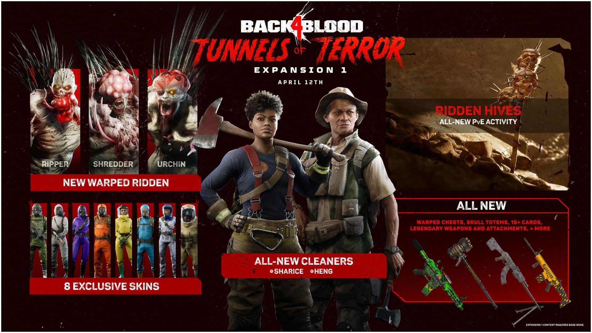 Tunnels of Terror, the studio&#039;s first DLC for the co-op zombie shooter, is set to arrive on April 12 (Image via Twitter/ @back4blood)
