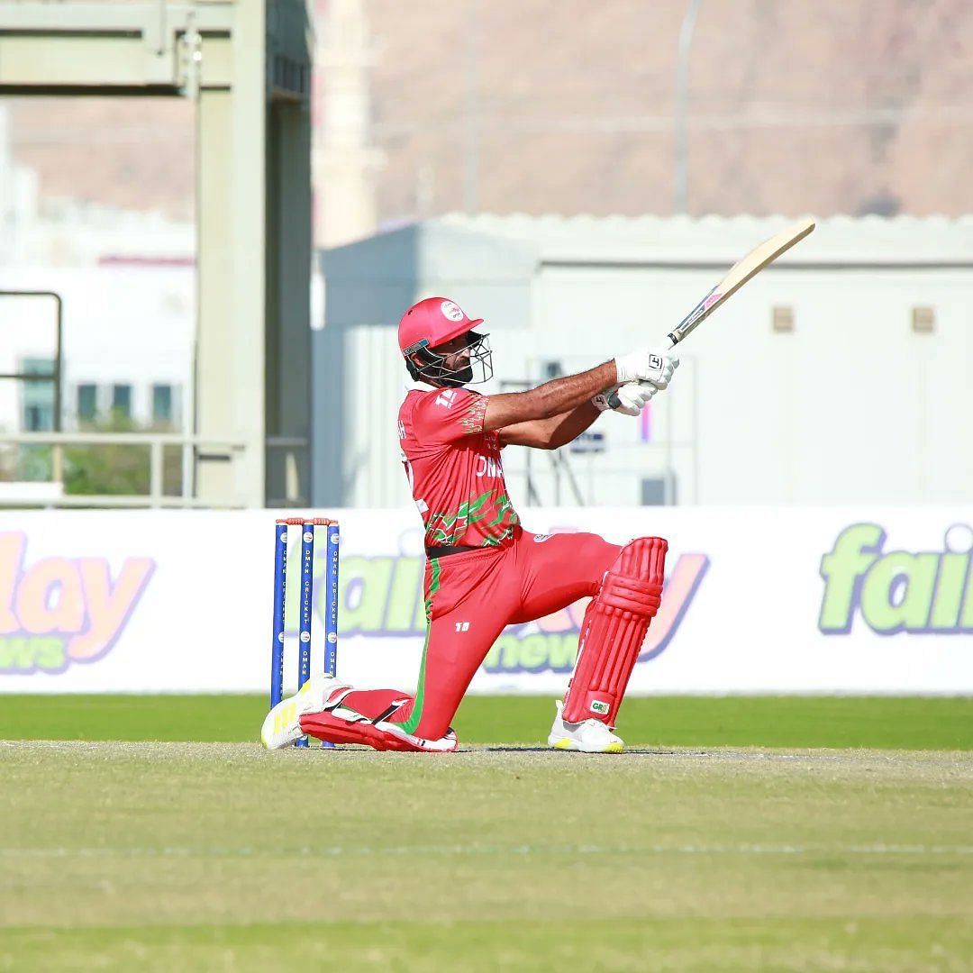 Oman batter in action. Courtesy: Twitter