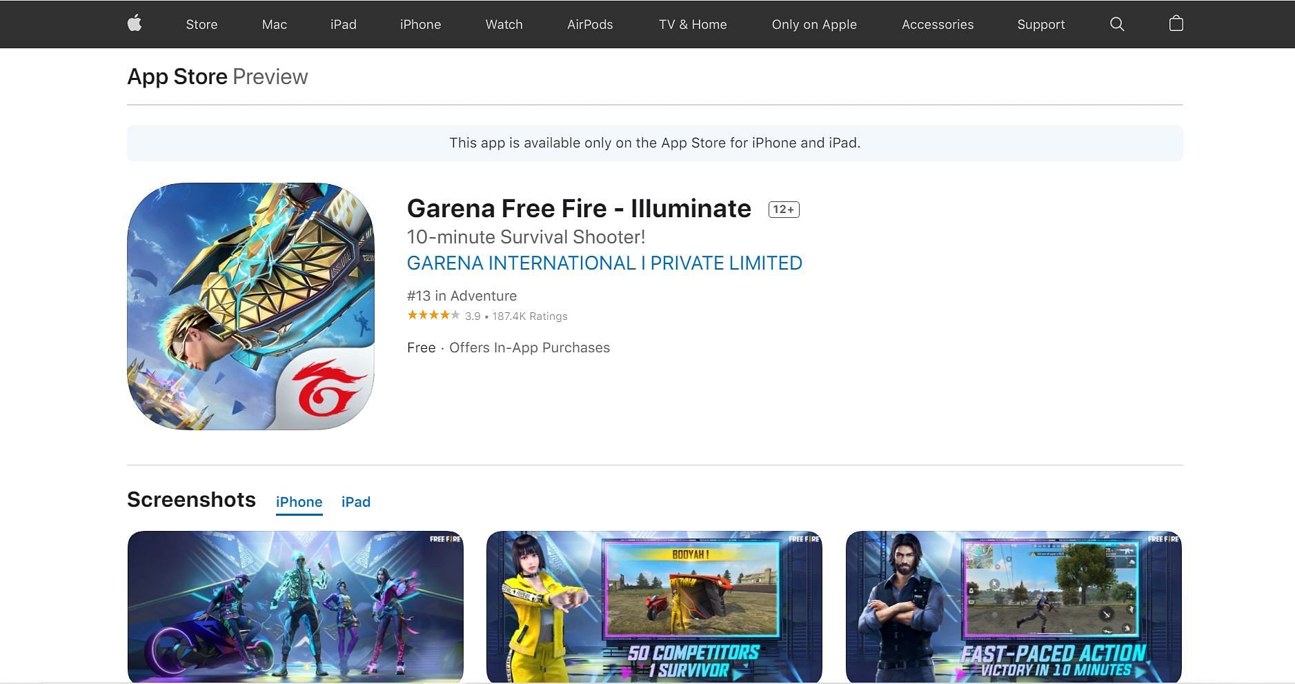 The game&rsquo;s iOS page (Image via Apple App Store)