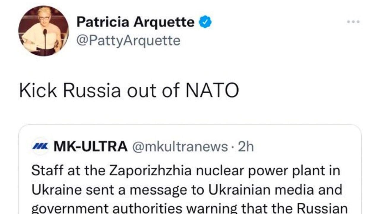 Arquette&rsquo;s NATO tweet (Image via @pattyarquette/Twitter)