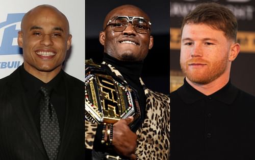 Ali Abdelaziz (left); Kamaru Usman (center); Canelo Alvarez (right)