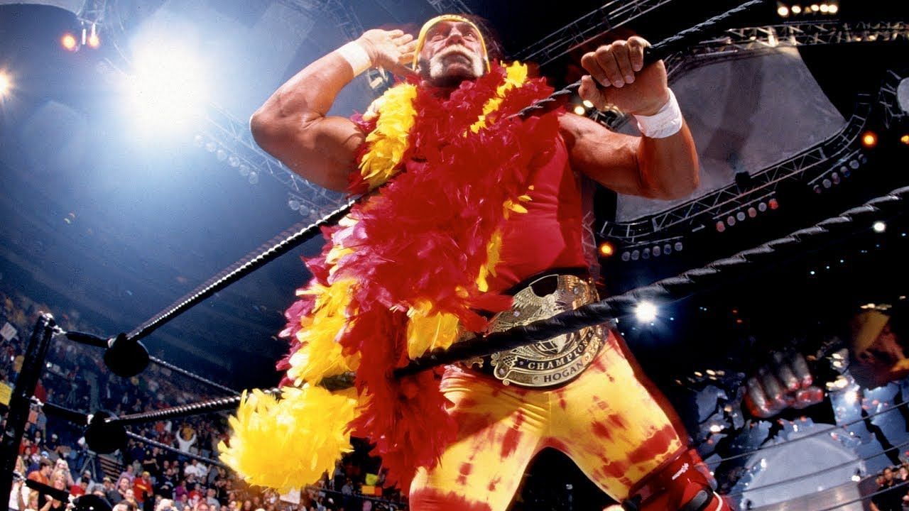 Hulk Hogan with the WWE Championship