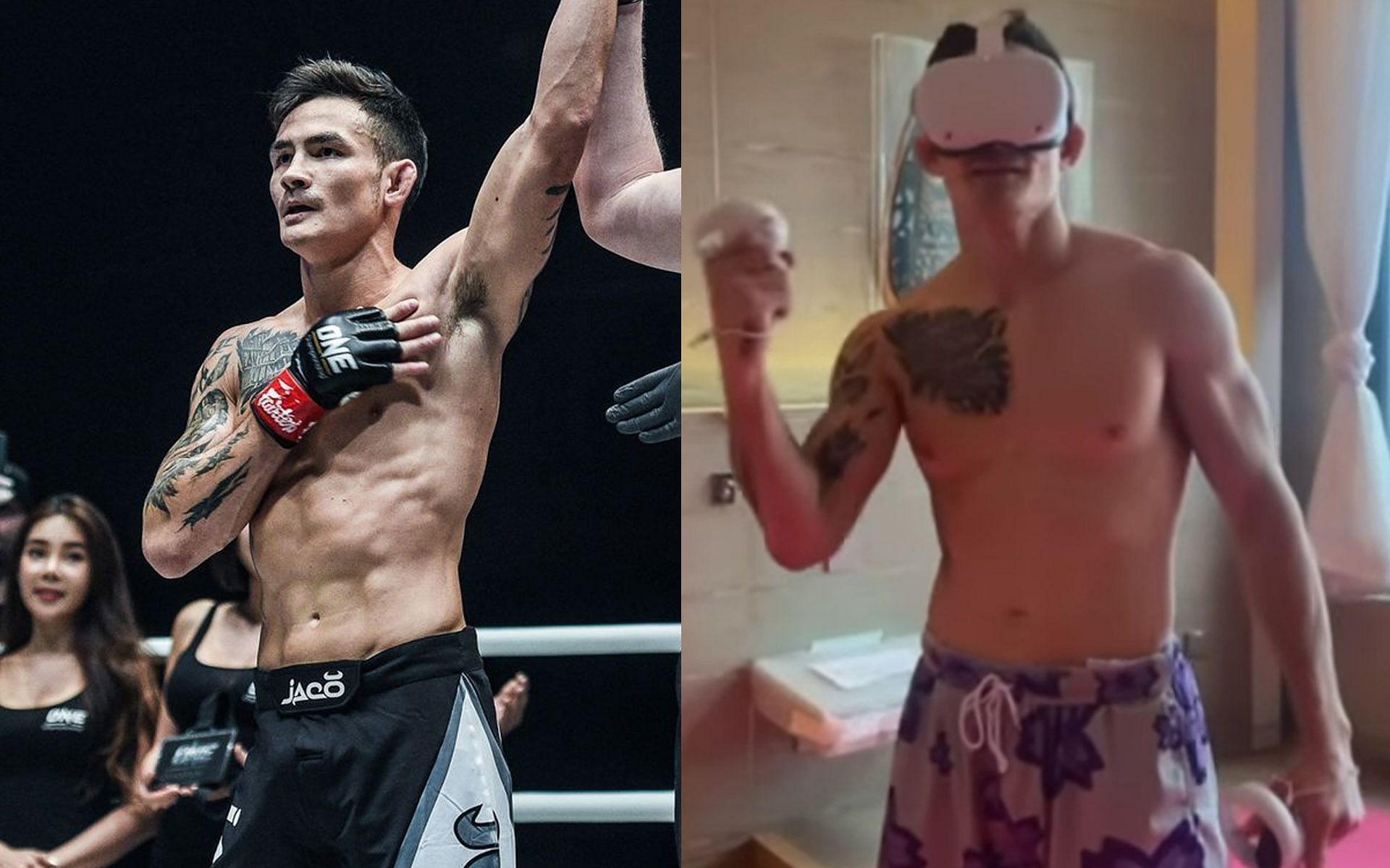 Thanh Le&#039;s striking got tested in the virtual space (Right) thanks to Meta Quest. | [Photos: ONE Championship/Thanh Le&#039;s Instagram]