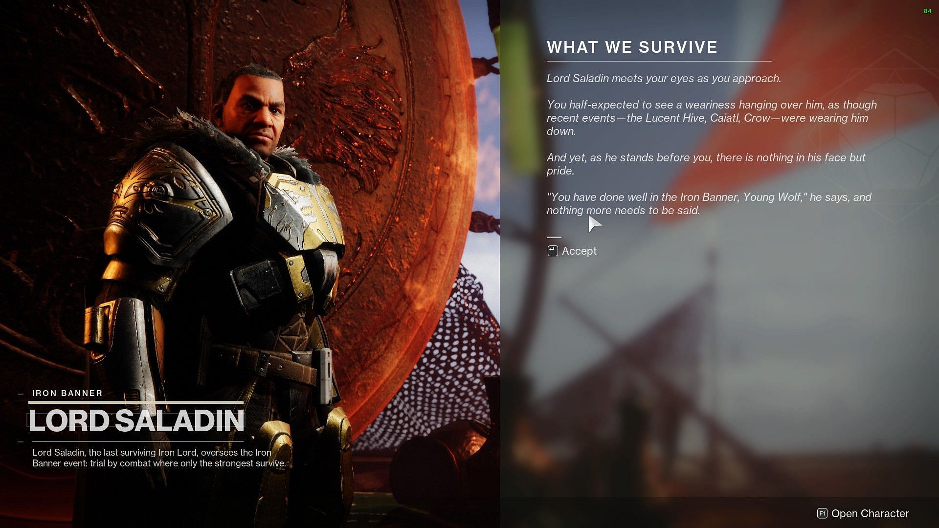 Saladin with the quest completion (Image via Destiny 2)