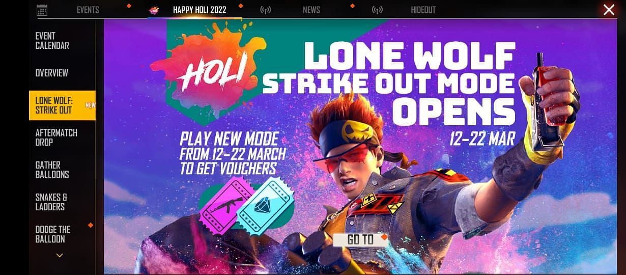 Lone Wolf: Strike Out option in Free Fire MAX (Image via Garena)