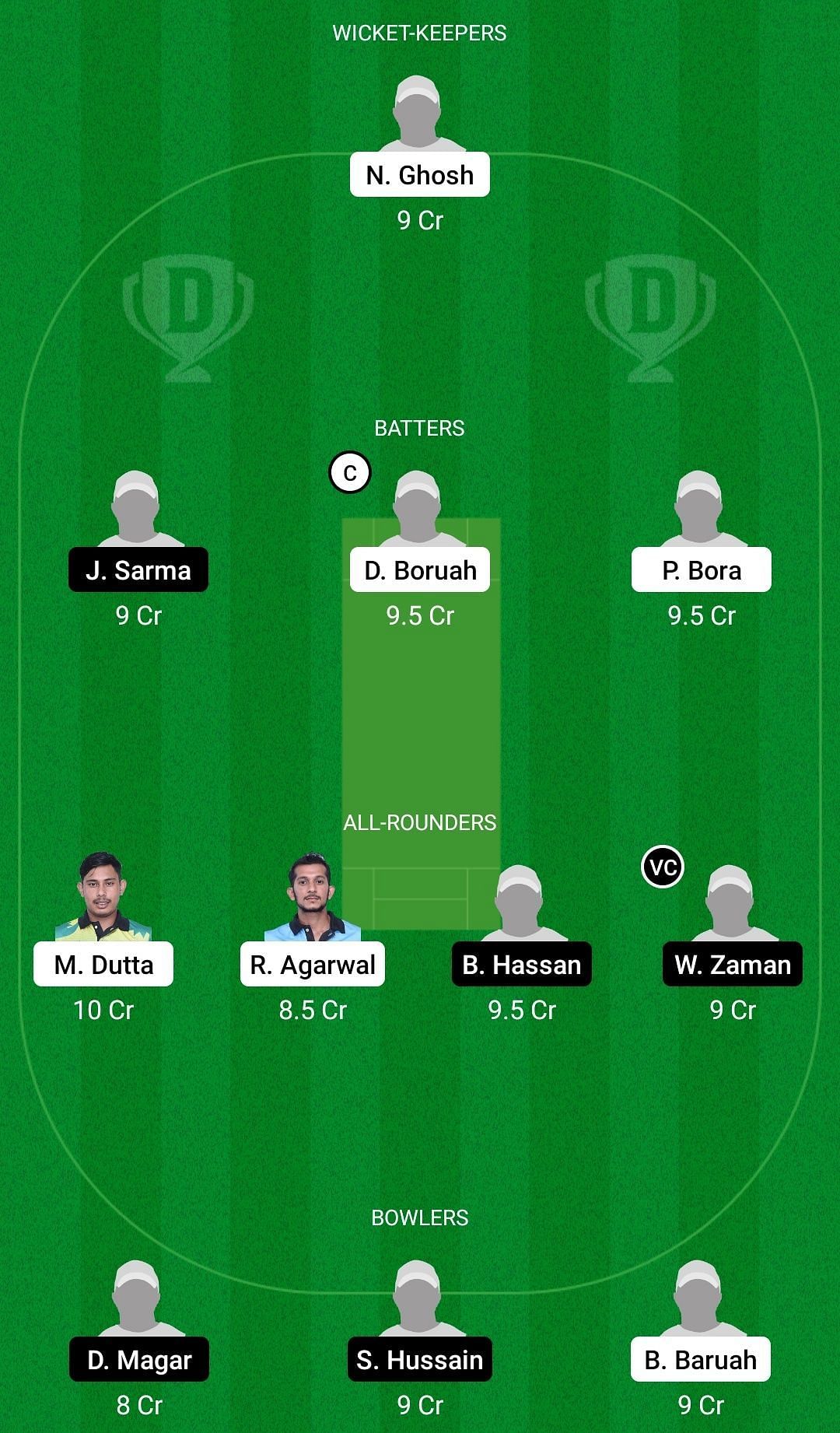 Dream11 Team for Radial Club vs Zenith CC - Assam Premier Club T20 Championship 2022.