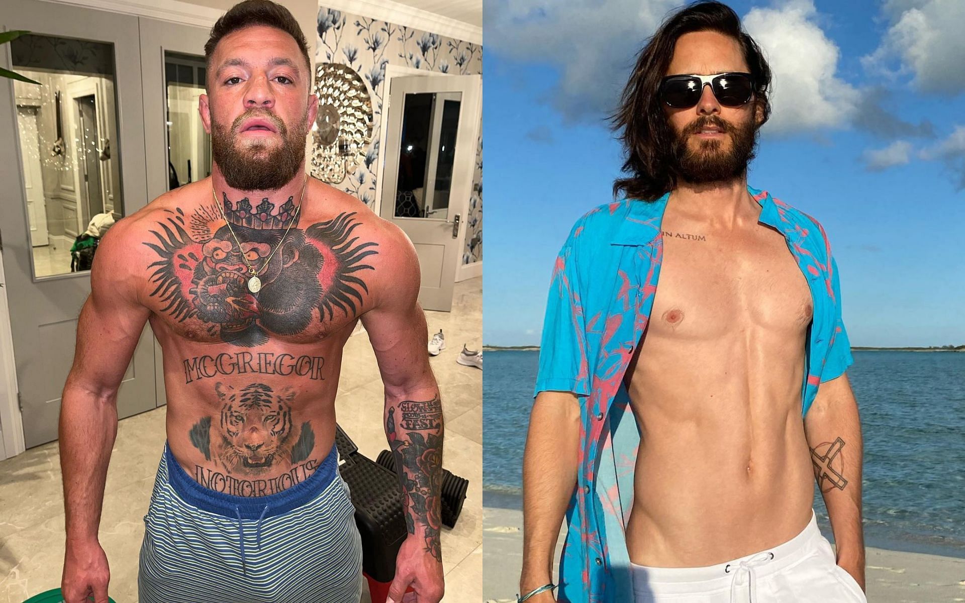 Conor McGregor (L) and Jared Leto (R) via Instagram @thenotoriousmma and @jaredleto