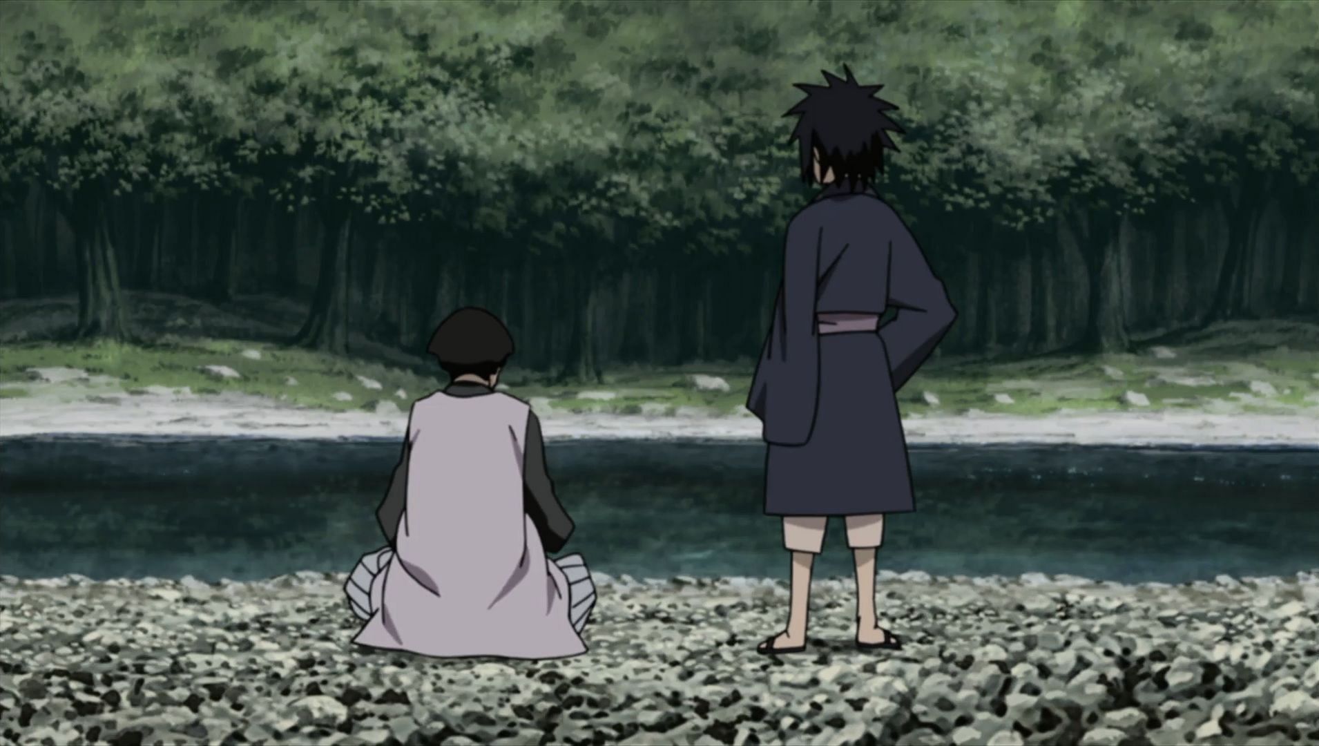 Madara and Hashirama when they played by the river as kids (Image via Studio Pierrot)