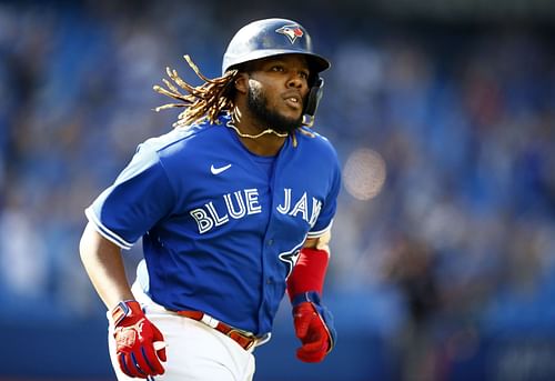 Vladimir Guerrero Jr. trots the bases after a home run in a Baltimore Orioles v Toronto Blue Jays game