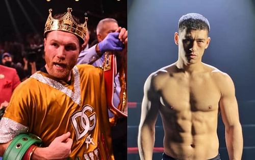 Canelo Alvarez (left) and Dmitry Bivol (right)