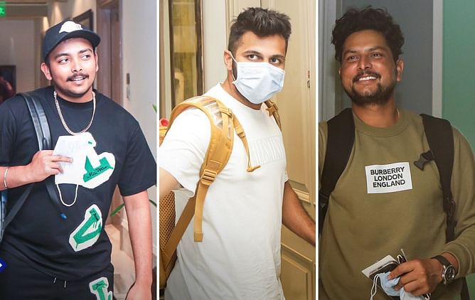DC stars Prithvi Shaw, Shardul Thakur and Kuldeep Yadav arrive in Mumbai for IPL 2022