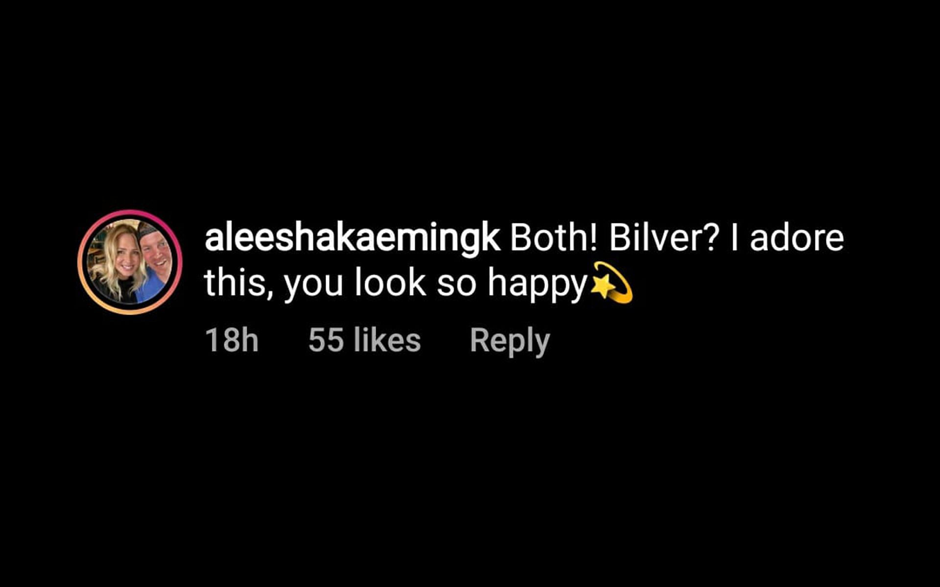 &quot;Bilver?&quot; commented aleeshakaemingk (Image via kimkardashian/Instagram)
